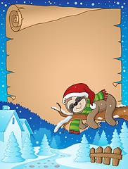 Image showing Christmas sloth theme parchment 2
