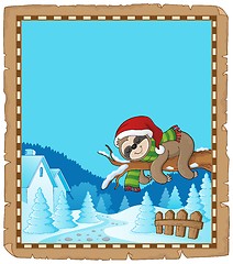 Image showing Christmas sloth theme parchment 1