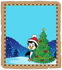 Image showing Penguin with Christmas tree parchment 2