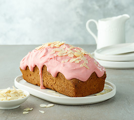 Image showing sweet bread with pink chocolate