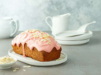 Image showing sweet bread covered with melted raspberry chocolate