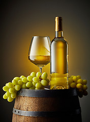 Image showing glass and bottle of white wine