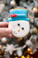 Image showing Snowman gingerbread cookie