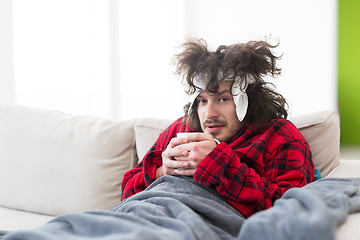 Image showing young Man with flu and fever