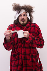 Image showing Man with flu and fever