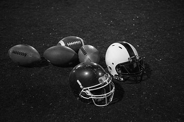 Image showing american football and helmets