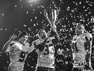 Image showing american football team celebrating victory