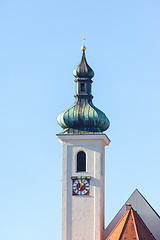 Image showing tower of the church of Tutzing Bavaria Germany