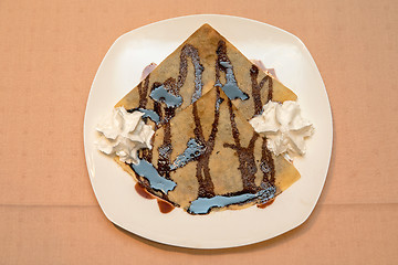 Image showing Chocolate Sauce Crepes