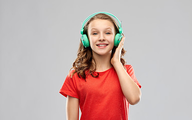 Image showing happy teenage girl with headphones