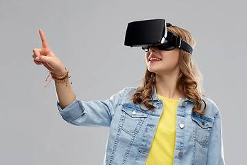 Image showing teen girl in virtual reality headset or vr glasses