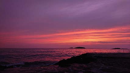 Image showing View of beautiful sunset above the Adriatic sea