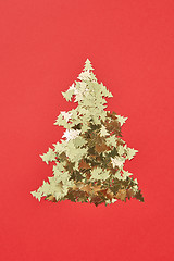 Image showing Christmas tree handmade from sparkly small spruces.