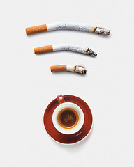 Image showing Cigarettes and coffee cup as a wifi icon.