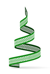 Image showing New Year tree made of tire tracks twisted in a spiral shape. Vector 3d illustration on a white background.