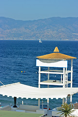 Image showing Beach detail - resque tower