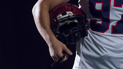 Image showing portrait of young confident American football player