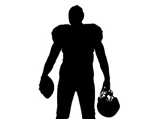 Image showing rear view of young confident American football player