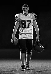 Image showing portrait of young confident American football player