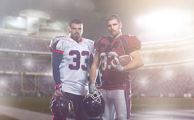 Image showing portrait of confident American football players