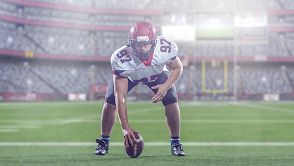 Image showing American football player preparing to start the football game