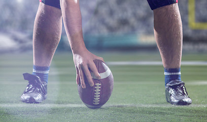 Image showing American football player preparing to start the football game