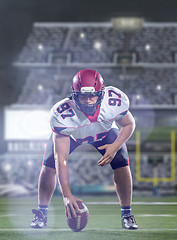 Image showing American football player preparing to start the football game