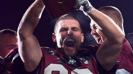 Image showing american football team celebrating victory