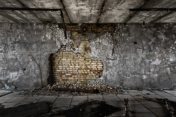 Image showing Abandoned damaged building wall