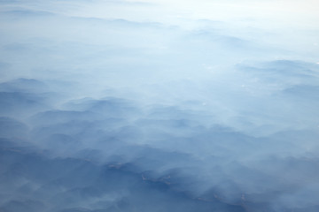 Image showing Carpathian Mountains from above at winter