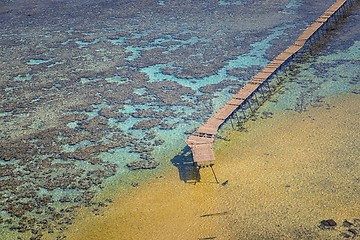 Image showing Aerial shot of wooden piers