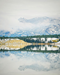 Image showing Snowy Fall Reflection on Mountain Lake