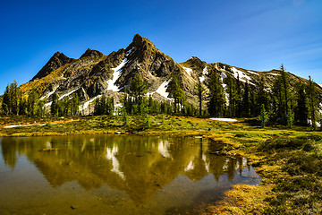 Image showing Mountain reflection on tarn