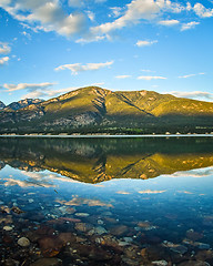 Image showing Golden Hour Columbia Lake Reflection, British Columbia, Canada