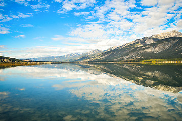 Image showing Cloud and Blue Sky Reflection in Mountain Lake Landscape