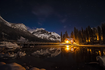 Image showing Emerald Lake Lodge at Night