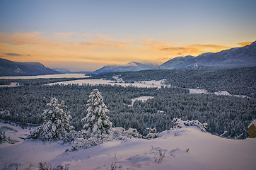 Image showing Sunset in Winter, Fairmont Hot Springs, British Columbia, Canada