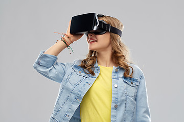 Image showing teen girl in virtual reality headset or vr glasses