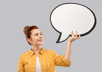 Image showing red haired teenage girl holding speech bubble