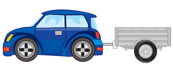 Image showing Vector illustration of the passenger car with trailor