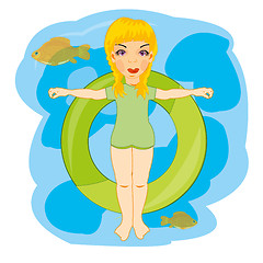 Image showing Vector illustration of the girl sailling on circle