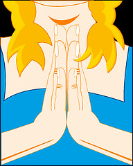 Image showing Girl with built palm of the hands gesture