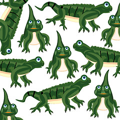 Image showing Vector illustration of the large green lizard iguana pattern