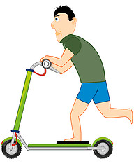 Image showing Man on scooter on white background is insulated