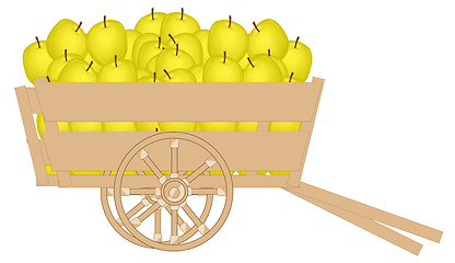 Image showing Wooden apple cart on white background is insulated