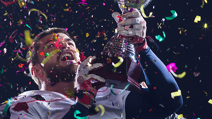 Image showing american football team celebrating victory