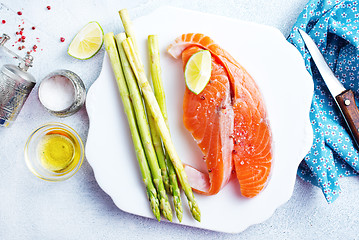 Image showing salmon and asparagus