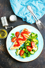 Image showing fried chicken with broccoli