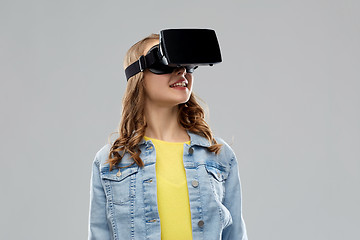 Image showing teen girl in virtual reality headset or vr glasses