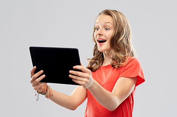 Image showing amazed teenage girl with tablet computer